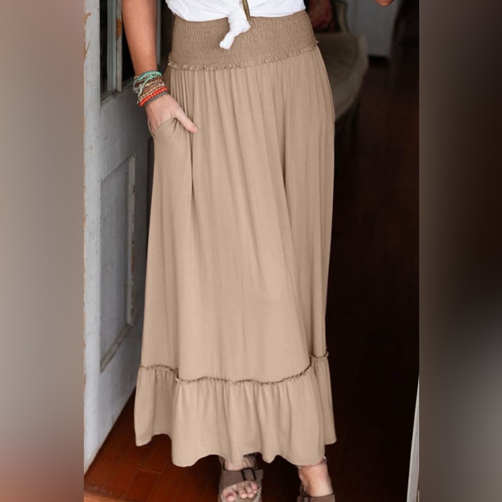 Smocked Frill Maxi Skirt